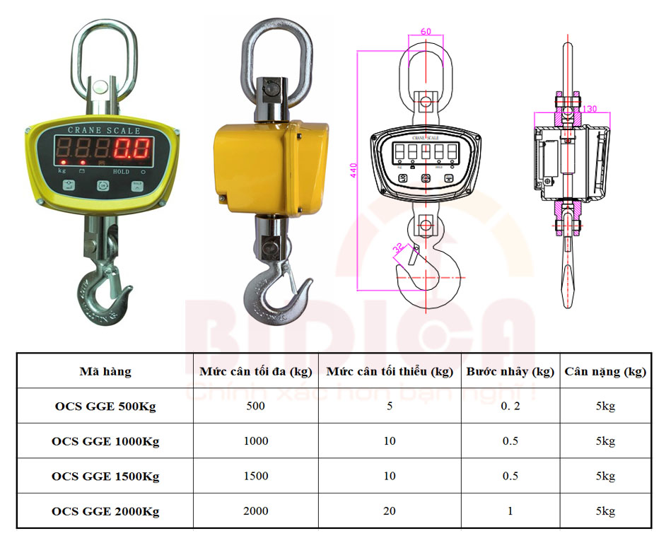 Thông số cân điện tử 2 tấn OCS