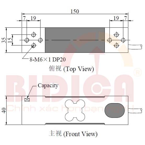 Kích thước Loadcell cảm biến lực Na2